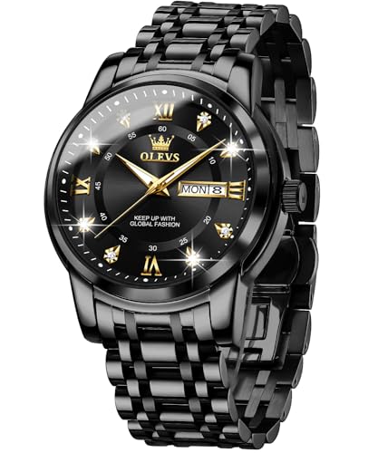 OLEVS Men's Watch Gold Silver Dress Luxury Quartz Business Luminous Waterproof Men's Stainless Steel Watch