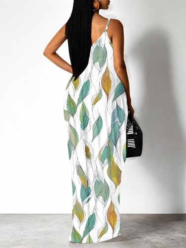 Image of SUZONANA Women's Plus Size Summer Dresses Spaghetti Print Maxi Dresses Long Loose Sundresses