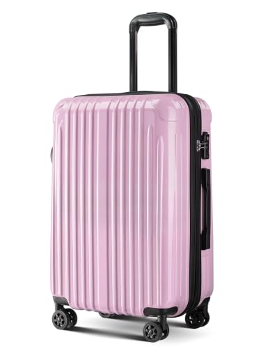 Image of Checked Luggage Hardside Suitcase with Spinner Wheels, 24in