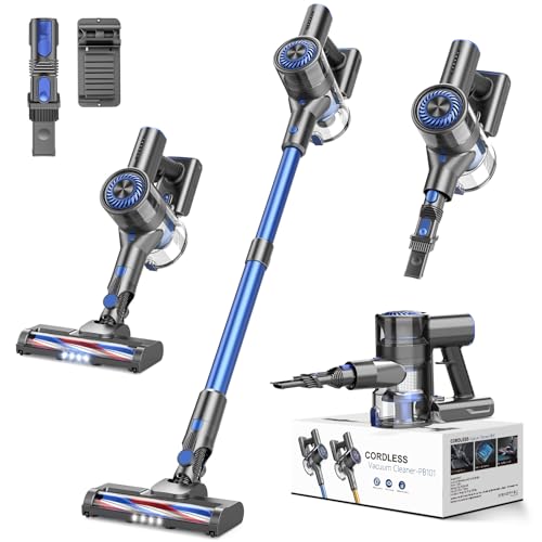 Image of Comvtu Cordless Vacuums, 80,000PRM Powerful Motor Vacuum Cleaner and 2200mAH Rechargeable Battery up to 35 Mins Worktime, 2 Adjustable Modes, Detachable Parts, Wireless Stick Vacuum (Deep Blue)