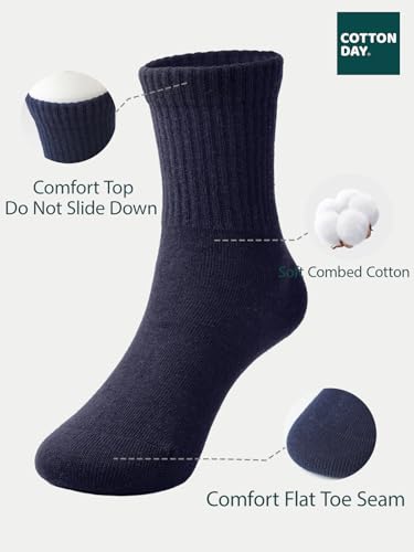 Image of COTTON DAY Unisex School Kids Boys Girls Soft Combed Cotton Athletic Socks
