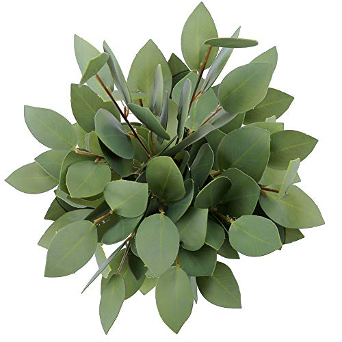 Greentime 8 Pack Artificial Eucalyptus Heart-Shaped Leaf Floral Stem Faux 13 Inches Greenery