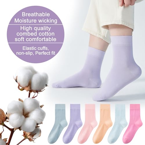 Image of ATBITER Women's Thin Cotton Crew Socks - Soft Above Ankle Bootie Casual Dress Socks 6-Pairs