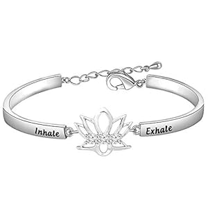 BEKECH-Lotus-Bracelet-Inhale-Exhale-Lotus-Flower-Bracelet-Yoga-Karma-Yoga-Jewelry-Meditation-Gift-Yogi-Gift-for-Yoga-Lover-Yoga-Teacher-Yoga-Instructor-Silver