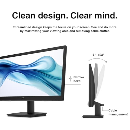 Image of HP 22 inch Series 3 Pro 322pv FHD VA Monitor with 5 ms Response Time, Anti-Glare, Flicker Free, VESA Mount (100x100mm), HDMI, VGA with DKZ Hub, Black (9U5A2AA#ABA) & ErgoFlexy Dual Monitor Mount (2 Pack)