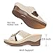 TEMOFON Womens Wedge Sandals Leather: Casual Dressy Women Beige Summer Platform Wedge Sandals Slip on Low Heels Comfortable Walking Size 6