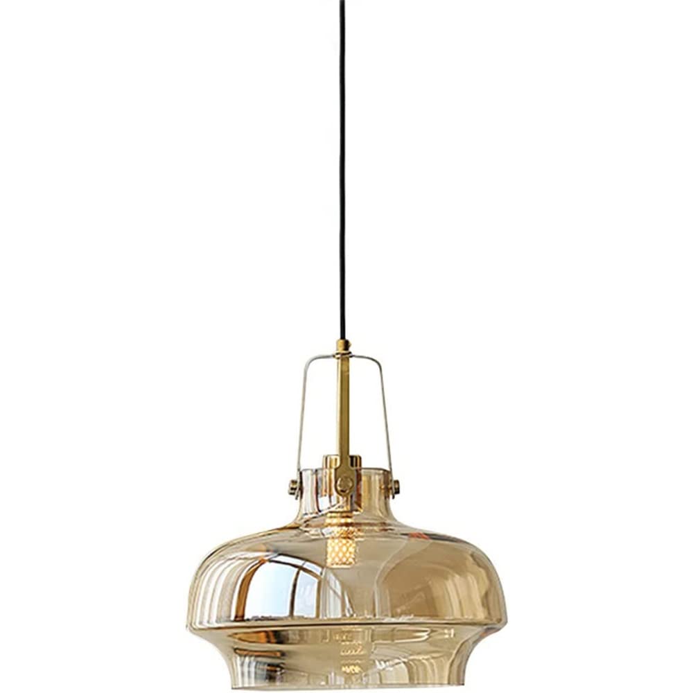 Lampe suspendue industrielle en verre rétro et tendance avec base E27 pour hall