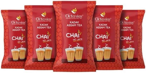 Octavius Kadak Assam Tea - 1Kg (500 Cups) Pack Of 5 | Black Tea | Kadak Strong Chai