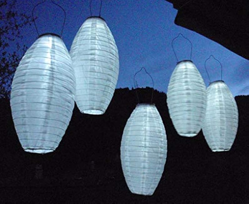 Allsop Home and Garden Soji Pod White, LED Outdoor Solar Lantern, Handmade with Weather-Resistant UV Rated Fabric, Stainless Steel Hardware, Chinese Style Light, 1-Count