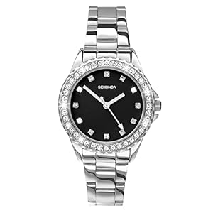 Sekonda Elizabeth Women’s Quartz Watch 33mm with Stone Set Case, Analogue Display and Stainless Steel Bracelet