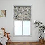 Everyday Celebration Peacock 100% Blackout Dual Layered Pull-Down Roman Shade for Windows, Peacock Pattern Printed on Natural Fabric Roman Shades for Home 35' W x 64' H Blue