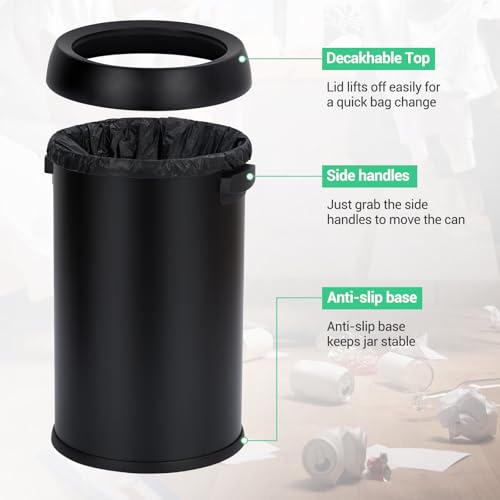 Caneca de basura redonda abierta 65 litros acero inoxidable miniatura 4