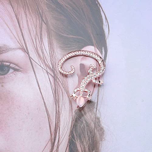 Iaceble Bohemia Lizard Ear Cuff Earrings Crystal Gecko Ear Wrap Earrings Rose Gold Lizard Stud Earrings Punk Animal Climber Earrings For Women And Girls #TOP3