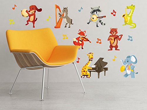 Vinilos Decorativos de Tela Animales Musicales Set 8 Pzas miniatura 1