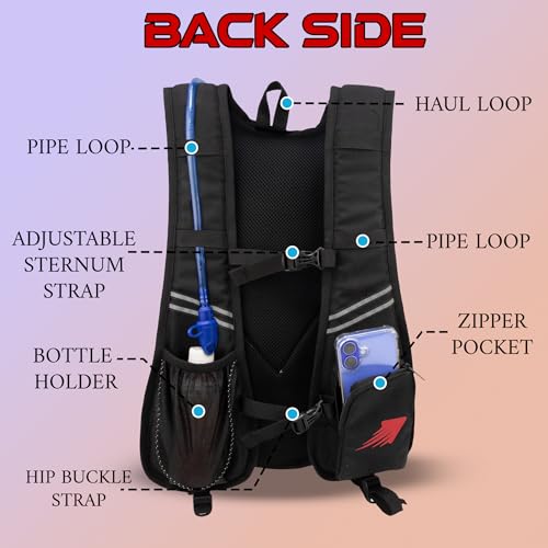 Image of Whackk Marathon Running Bag |Unisex Camping & Hiking | Hydration Pouch Compartment w. Connecting Water ducts Pockets |Exercise & Fitness|Motorcycle Trekking Outdoor (Red)