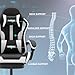 NIONIK Gaming Chair, Ergonomic Computer Chair with Footrest and Lumbar Support, Height Adjustable Game Chair with 360°-Swivel Seat and Headrest and for Office or Gaming Blackwhite