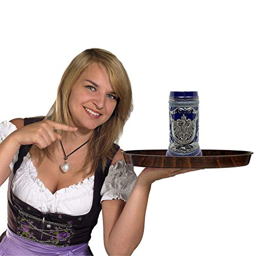 Caneca de cerveja de cerâmica Stein com brasão de armas de águia da Alemanha em medalhão de metal gr