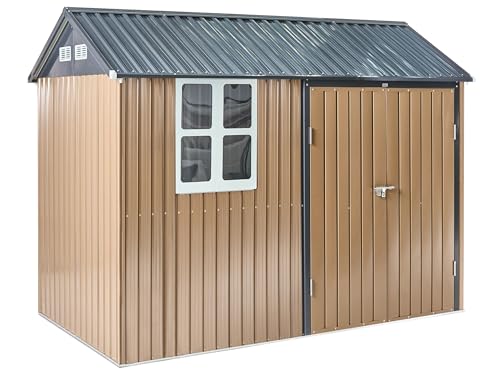 Cobertizo de jardín 313 x 220 cm de Acero con Cierre de Perno Resistente a los Rayos UV Impermeable marrón Nocciano