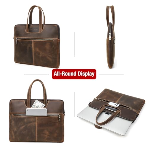 Catapurus PC SLEEVE-COFFEE-BRIEFCASE-15.4 Top Grain Leather 15.4 Inch Slim Laptop Briefcase Handbag thumb #6