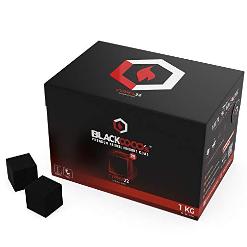 BLACKCOCO’s Shisha Kohle 1KG CUBES22 Naturkohle Kokosnuss und BBQ - Hochwertige Kokos Coal Briketts für Shisha & Grill… – Bild 4