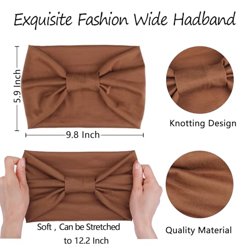 Diademas anchas XTREND elásticas para mujer, pack de 6 turbantes para el pelo en tonos neutros 2