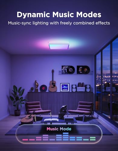 Image of Govee Smart Ceiling Light Pro, Square RGBIC 4800LM 18 Inch, 1 Pack | RGBIC LED Ceiling Light Fixture, 4800LM DIY Colors, Works with Matter Alexa, 2700K-6500K Lights for Living Room, Bedroom