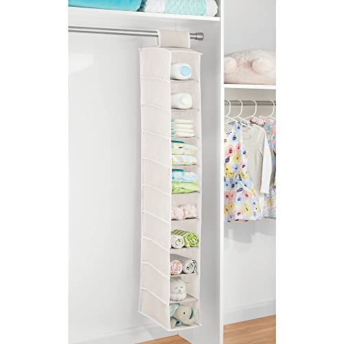 Mdesign Soft Fabric Over Closet Rod Hanging Storage Organizer With 10 Shelves For Child/Kids Room Or Nursery - 2 Pack - Cream/White #TOP1