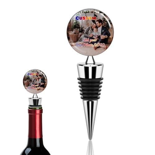 LSDINDF Bouchon de Bouteille Personnalisés, Photo et Texte personnalisés, Cadeau pour Les Amateurs de vin, Cadeau de Mariage, Cadeau Souvenir d'anniversaire idéal