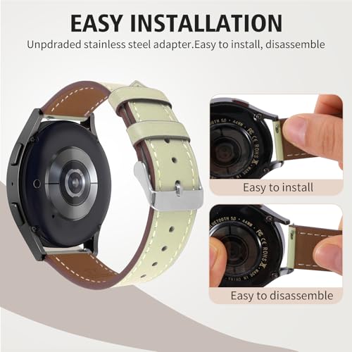 Italy Genuine Leather Watch Bands Men Women Compatible with Samsung Galaxy Watch Band, 20mm 22mm Lugs Watch Straps, Quick Release Wear-resistant Sweat-Resistant Smartwatch Replacement Strap