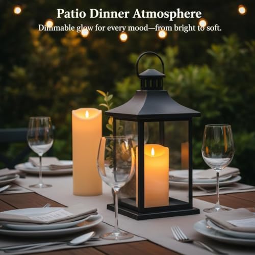 Image of ANGELLOONG 12 inchX4 inch Flameless Candles with Remote, Set of 2 Waterproof Outdoor Battery Operated Pillar Candles with Timer, LED Candles Flickering for Lanterns, Porch, Patio Decor