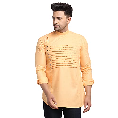 Image of SAIFOO Men's Rich Cotton Blind Short Kurta