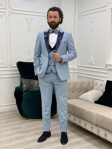 Men's 3 Piece Suit Slim Fit Tuxedo for Men Double Breasted Vest Pants Prom Wedding Party4