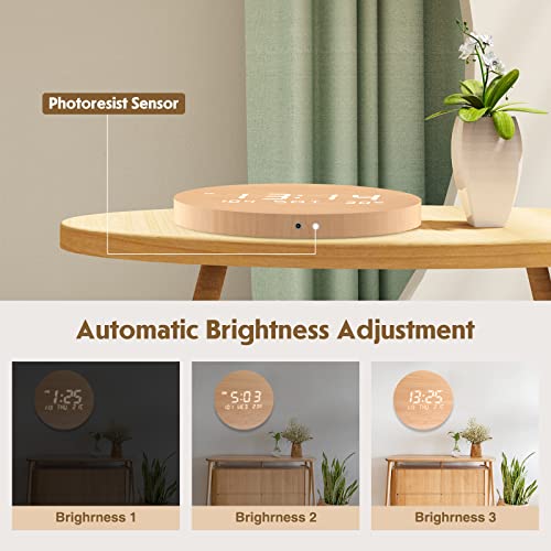 TOSTOG-Wall-ClockDigital-Wall-Clock-10-Inch-Non-Ticking-Clock-Large-Display-of-1224H-TimeDate-and-TemperatureDecor-Used-for-Living-Room-Bedroom-and-Kitchen