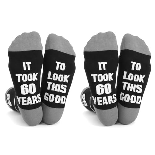 YSJCHEBS 2 Pares De Calcetines Con Estampado De Letras Creativas, De Algodón A Media Pantorrilla, Regalo Divertido Para Una Persona De 60 Años