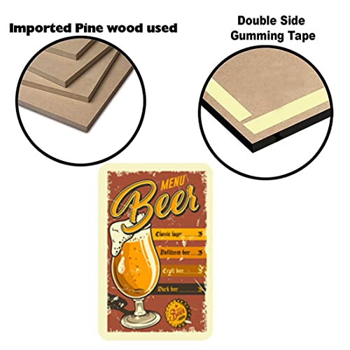 Image of PNF Poster And Frames Beer alcoholic drink advertise wall set Quote Wall art & Door Hanging Frame For Kitchen, Dining, restaurants Decor | Walland home Decor for Living Room | Room Decor Wall Decor Items For Bedroom | (Wooden, 11x9 Inch,brown)-124-1