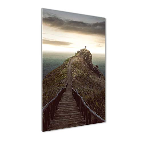 Tableau sur verre trempé 70x140 cm chemin sur le rocher