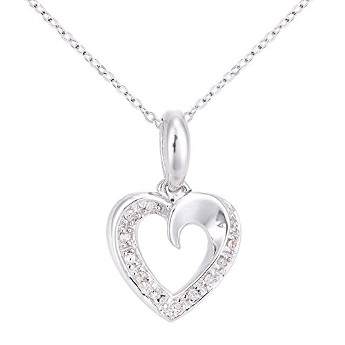 Naava Women's 9ct Gold Diamond Set Heart Pendant on a Chain Neckl...