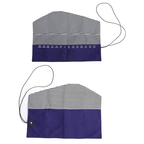 2PCS Crochet Hook Case, Foldable Crochet Storage Bag Knitting Needles Rolling Organizer Oxford Cloth Sewing Needle Bag with Zippered Pocket (Purple)
