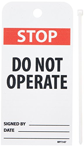 Étiquette STOP - DO NOT OPERATE en vinyle non déchirable noir et rouge