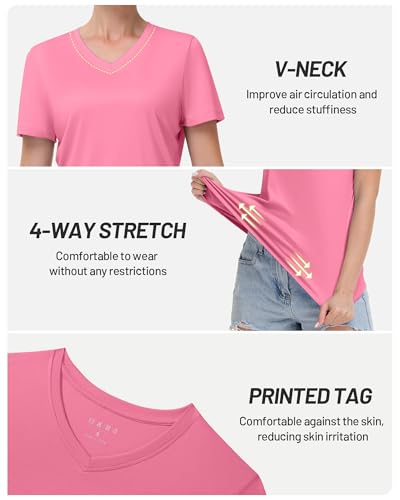 Image of Runhit Womens Workout Tops Short Sleeve UPF 50+ Athletic Sun Shirts Quick Dry V Neck T-Shirt Moisture Wicking Gym Hiking Tee