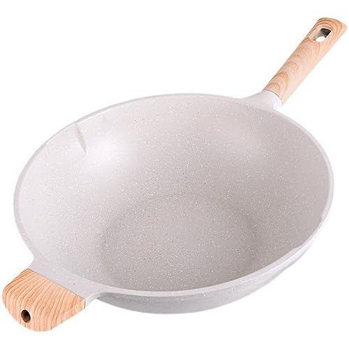 Wok antiadherente blanco con mango ergonómico miniatura 1