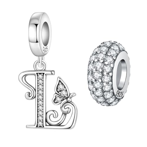 PANPOKI Letter Charms Silber Alphabet Initial Charms Bead für Armbänder Anhänger Schmuck Europäische Armbänder Halsketten Schmuck Geschenk für Damen (L Set)