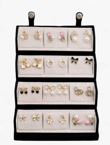 Image of 12 Pairs Set Earrings Stylish Organizer Box | Valentine Birthday Rakshabandhan Gifts for Girls, Girlfriend,Wife, Sister.(Black,)