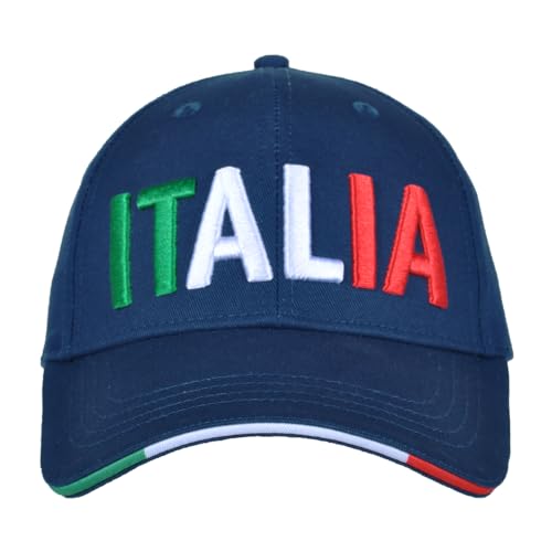 FIGC Chapeau Baseball Bleu avec Broderie Blanc 100% CO Italie, Bleu, Taille Unique