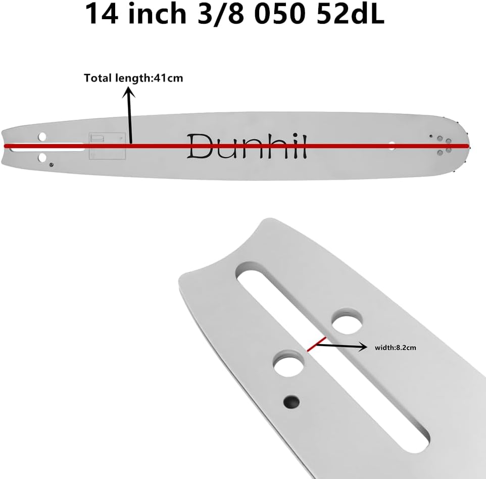 Dunhil 14 Inch Chainsaw Bar and Chains 3/8" LP Pitch .050" Gauge 52 Drive Links for Husqvarna 120, for Ryobi RY3714, for Echo CS-310, for Echo Craftsman and More