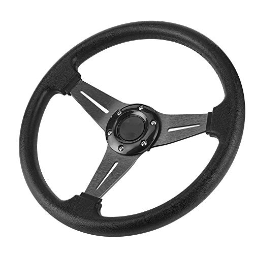 Steering Wheel, 350mm/14in Universal Drifting Deep Dish Racing Steering Wheel Ultra Sport Steering Wheel Replacement Racing Trim Modified Accessory(black) by Tuzoo - Used condition - CA$45.84