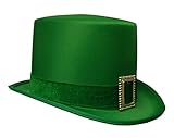 Nicky Bigs Novelties St Patrick's Day Leprechaun Hat With Gold Buckle - Deluxe Green Top Hat Irish Holiday Costume Accessory
