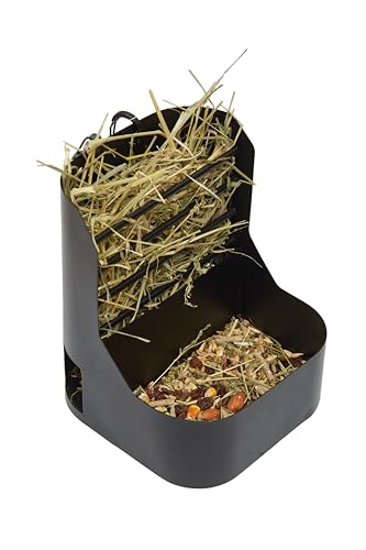 Trustic Hay and Food Feeder for Rabbit, Guinea Pig, Bunny, Chinchilla, Heavy Duty Metal Bin 5.5 x 5.5 x 7 inch (Pack of 1)