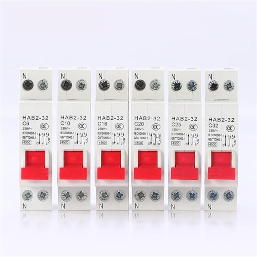 Disyuntor contra sobrecarga doméstico 1P+N interruptor de aire HAB2-32 16A