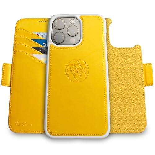 Coque iPhone 15 Pro antichoc anti-piratage RFID avec étui portefeuille jaune